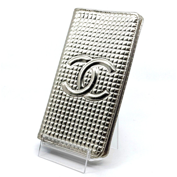 Authentic CHANEL Micro Chocobar Bifold Long Wallet Silver Coco Mark - Picture 1 of 10